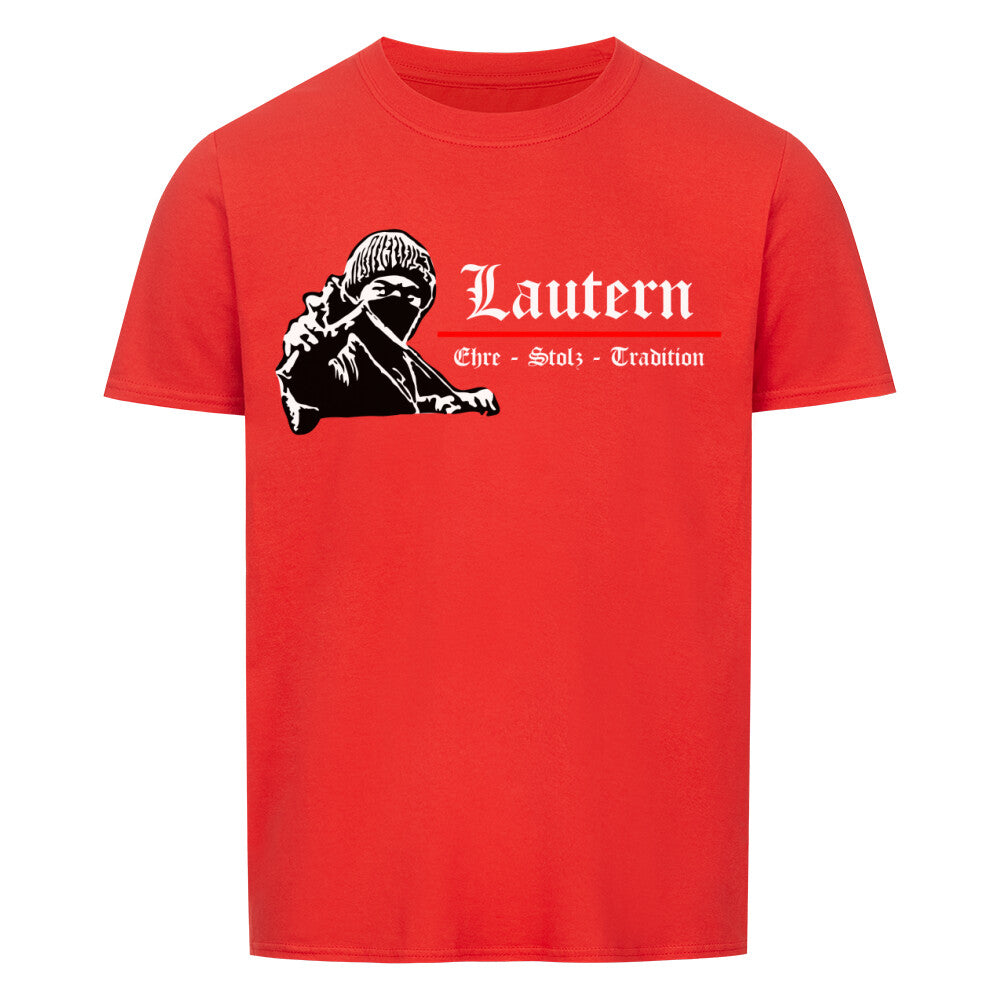 Red Lautern unisex t-shirt with graphic print and double-stitched collar.