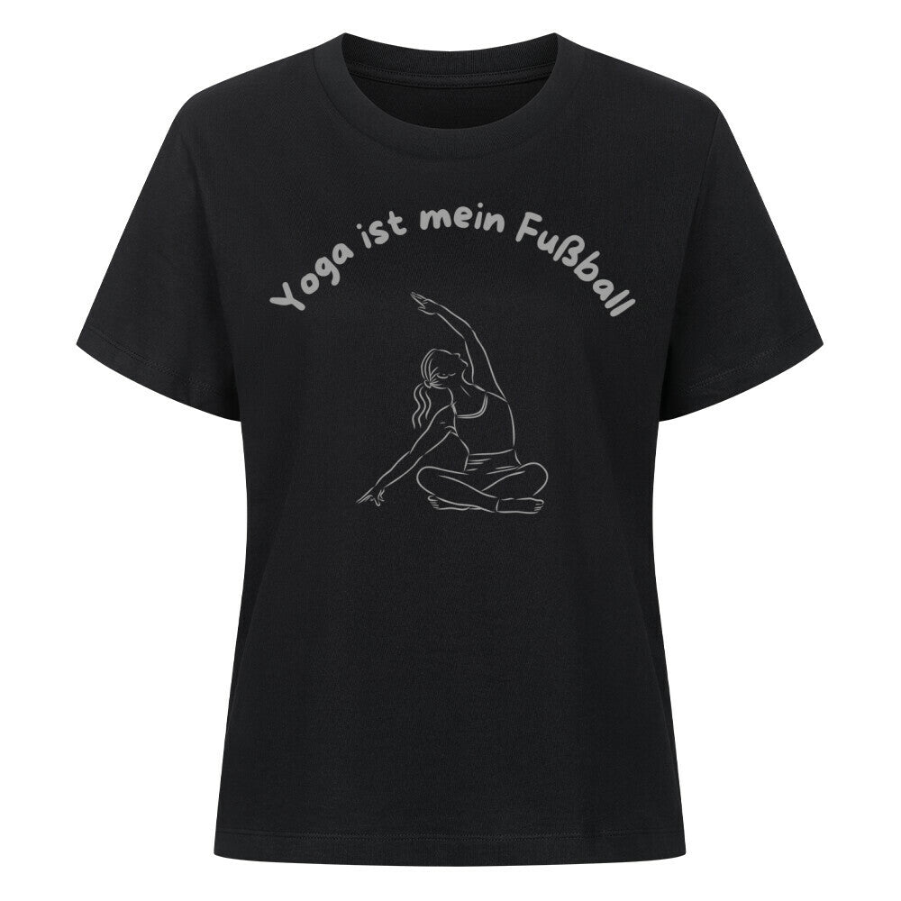 Women's Premium Yoga Shirt in organic cotton with yoga-themed design.