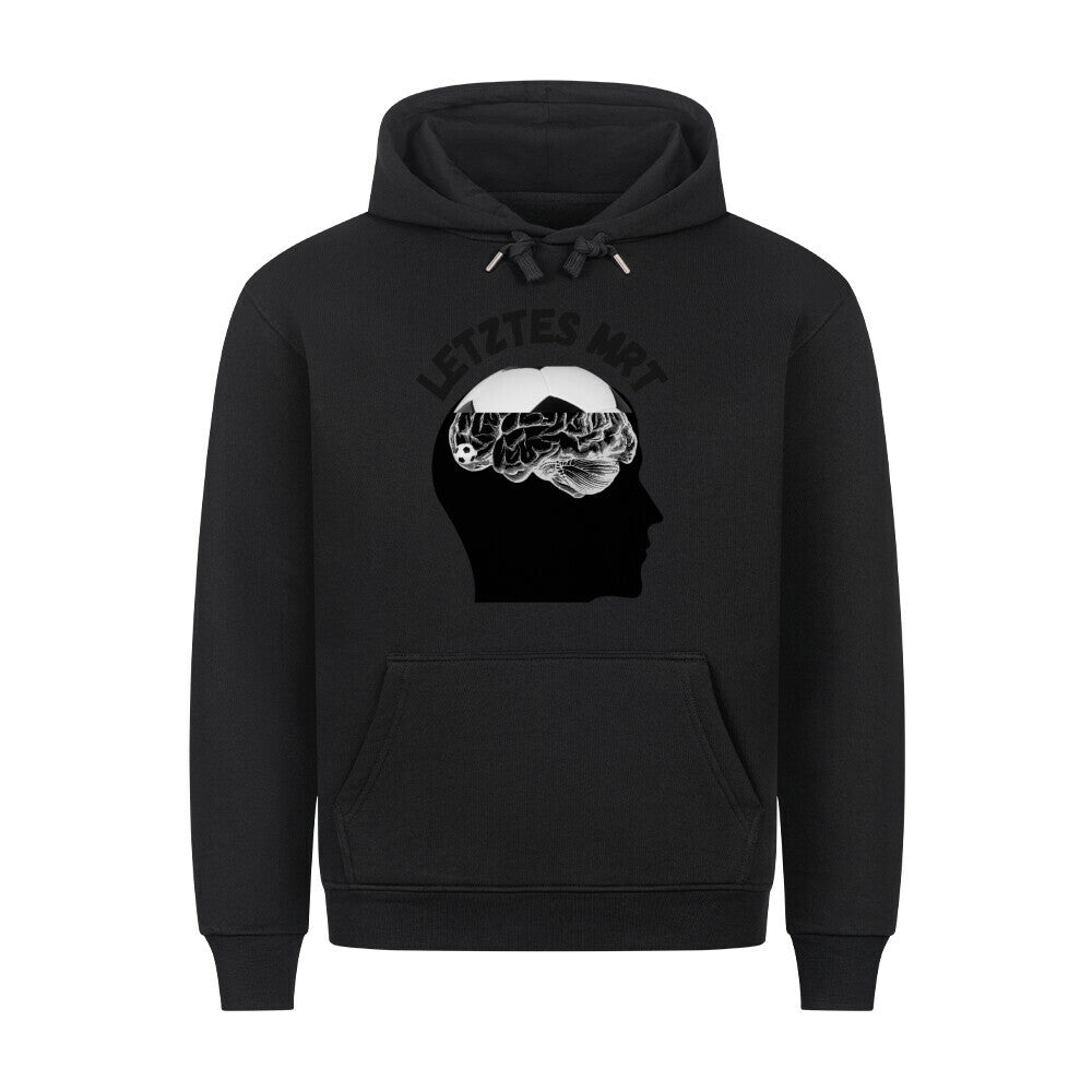 Brain Premium Hoodie featuring a brain graphic and kangaroo pocket, made of cotton and polyester blend with metal cord ends.