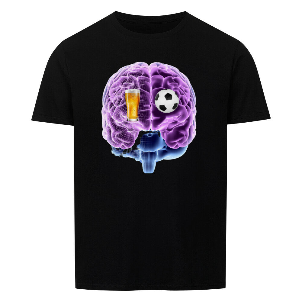Unisex Kopfschmerz Shirt with brain and soccer graphic, classic fit, 100% cotton.