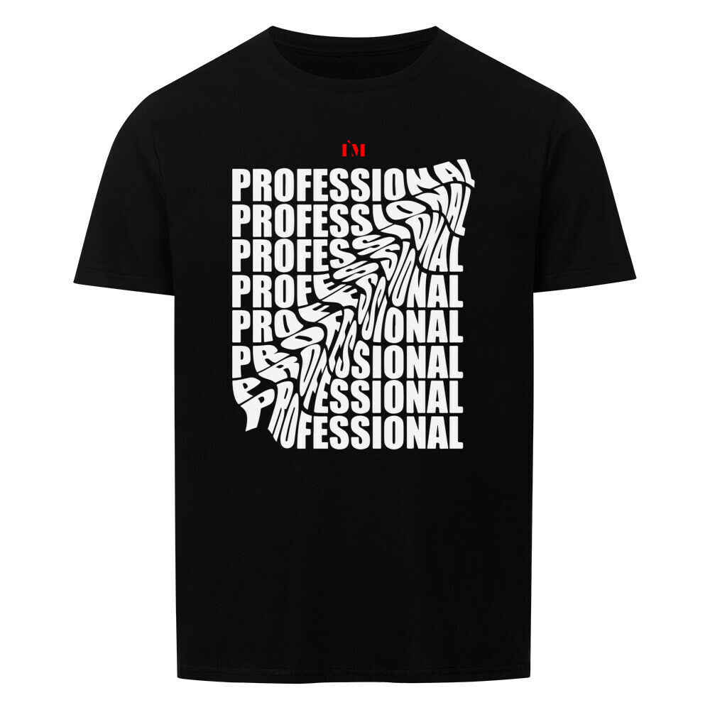 Unisex Profi Shirt with bold "Professional" design, black cotton blend.