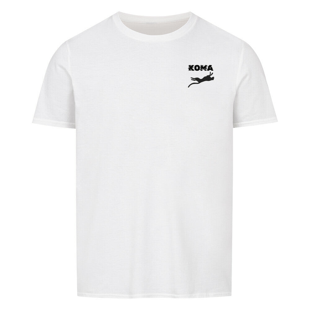 Unisex Koma Shirt, classic fit, white with black logo, 100% cotton.