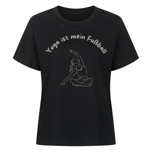 Women's Premium Yoga Shirt in organic cotton with yoga-themed design.