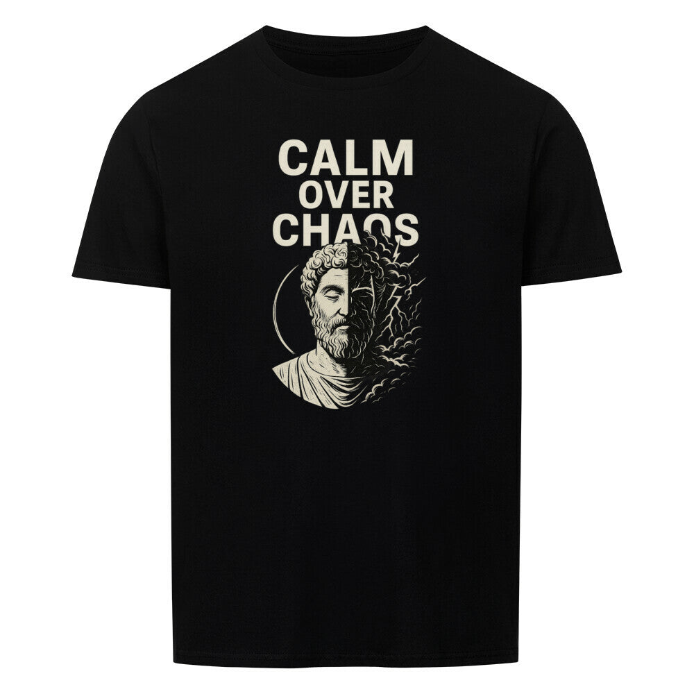 Unisex Chaos Shirt with "Calm Over Chaos" design, classic fit, 100% cotton.