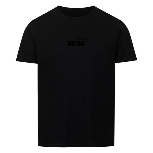 Unisex black KOma shirt, classic fit, 100% cotton, stylish double-stitched collar.