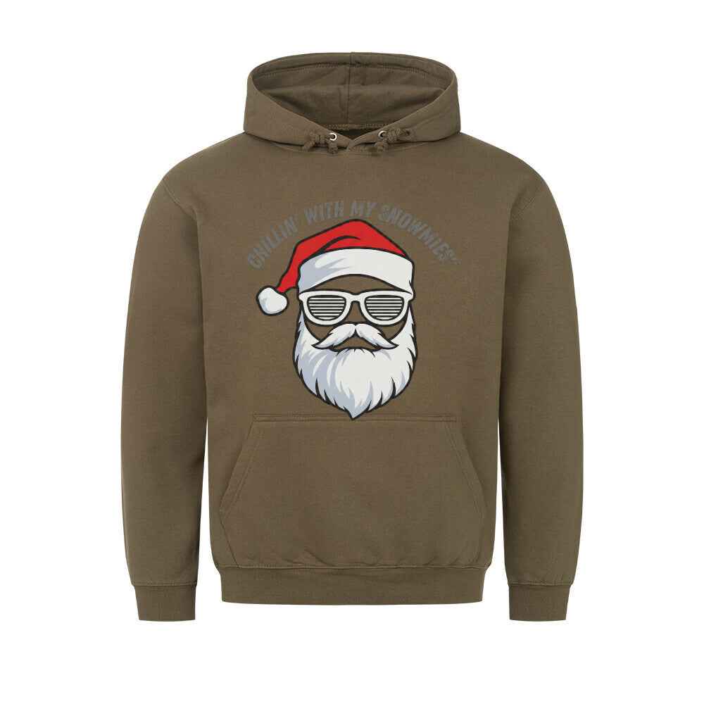 Chill Snowman Hoodie - Premium Kapuzenpullover mit Taschendruck